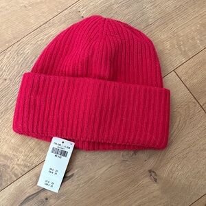 Red Ribbed Knit Beanie